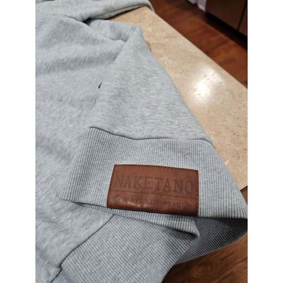 Women's Naketano Cowl Neck Hoodie Gray‎ Owl Deer Size XL - Picture 5 of 11